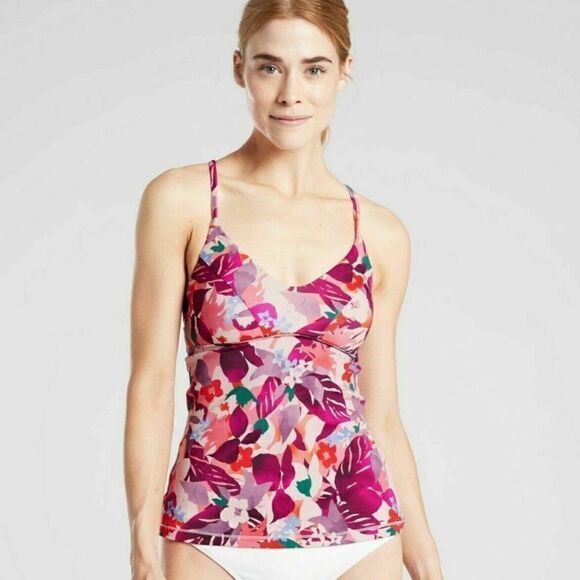 Athleta Daybreak Tropical Triangle Tankini Swim Top - Picture 1 of 6